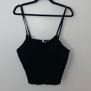 Black Knit Spaghetti Strap Crop Top